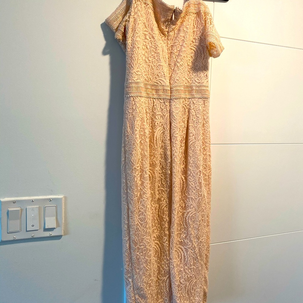 Rachel Roy Long Lace Blush Pink formal Dress sz 2